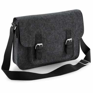Documententas/schoudertas zwart vilt 6 liter/7 x 33 x 22 cm