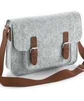 Documententas schoudertas grijs vilt 6 liter 7 x 33 x 22 cm