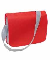 Schoudertas documententas werktas rood grijs 36 x 8 x 30 cm